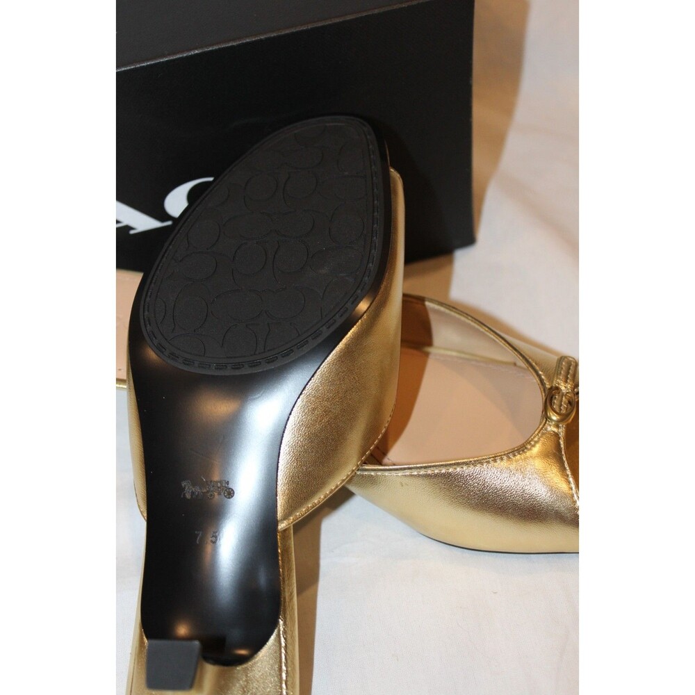 Coach Women’s Metallic Leather Kitten Heeled Sandals Gold NIB $185 8.5 - Picture 8 of 8
